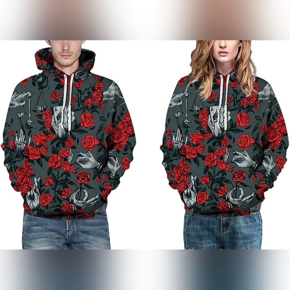 New Men's Graphic Drawstring Hoodie Sweater Multiple Sizes - Picture 5 of 5
